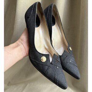 Vintage Dior Grey Denim Heels Shoes Size 36